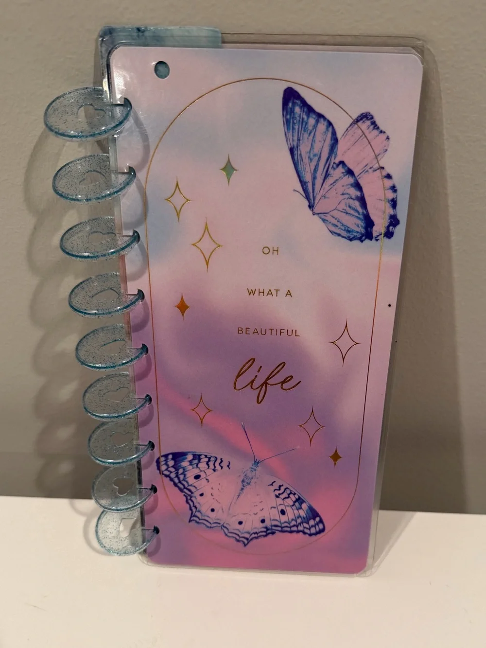 Happy Planner Butterfly Discbound Cover Blue Glitter Discs Dashboard